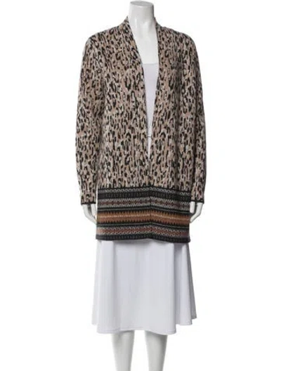 Pre-owned Neiman Marcus Cashmere Animal Print Sweater In Multi