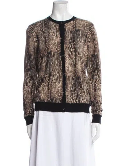 Pre-owned Neiman Marcus Cashmere Animal Print Sweater In Multi