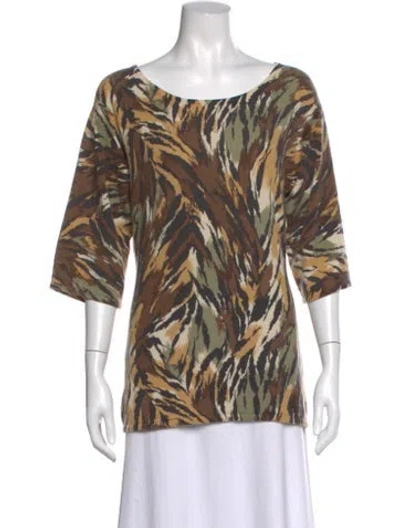 Pre-owned Neiman Marcus Cashmere Animal Print Sweater In Multi