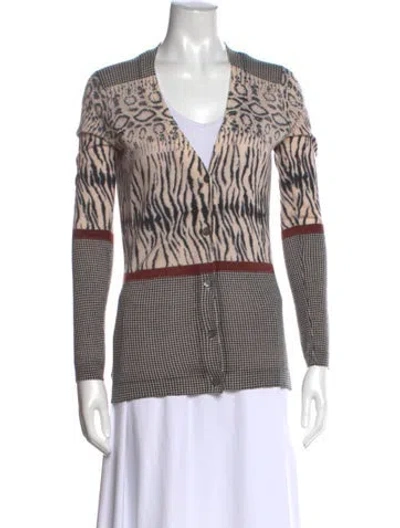 Pre-owned Neiman Marcus Cashmere Animal Print Sweater In Multi