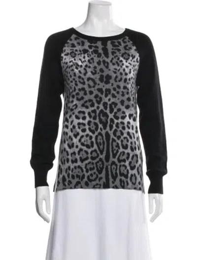 Pre-owned Neiman Marcus Cashmere Animal Print Sweater In Multicolor