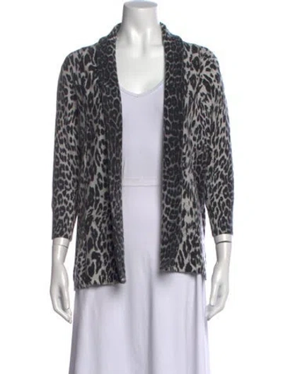 Pre-owned Neiman Marcus Cashmere Animal Print Sweater In Multicolor
