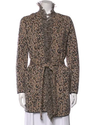 Pre-owned Neiman Marcus Cashmere Animal Print Sweater In Neutral