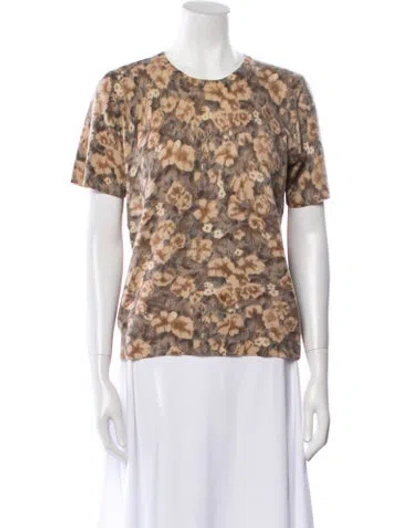 Pre-owned Neiman Marcus Cashmere Animal Print Sweater In Neutral