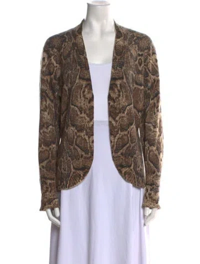 Pre-owned Neiman Marcus Cashmere Animal Print Sweater In Neutral