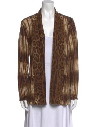 Pre-owned Neiman Marcus Cashmere Animal Print Sweater In Neutral