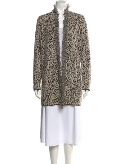 Pre-owned Neiman Marcus Cashmere Animal Print Sweater In Neutral