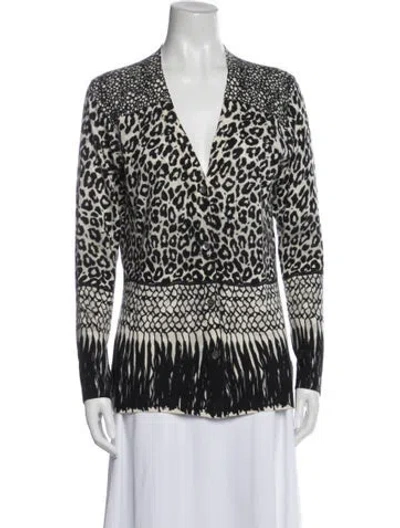 Pre-owned Neiman Marcus Cashmere Animal Print Sweater In Neutral