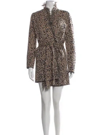 Pre-owned Neiman Marcus Cashmere Animal Print Sweater In Pink
