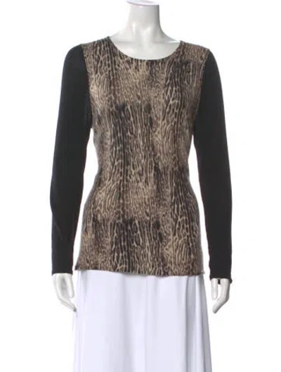 Pre-owned Neiman Marcus Cashmere Animal Print Top In Multi