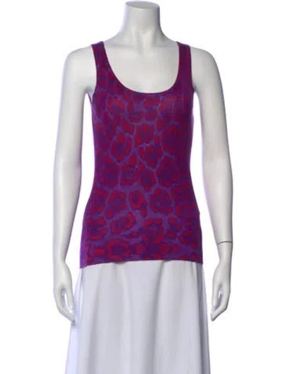 Pre-owned Neiman Marcus Cashmere Animal Print Top In Purple