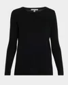 Neiman Marcus Cashmere Basic Crewneck Top In Multi