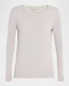 Neiman Marcus Cashmere Basic Crewneck Top In Gray