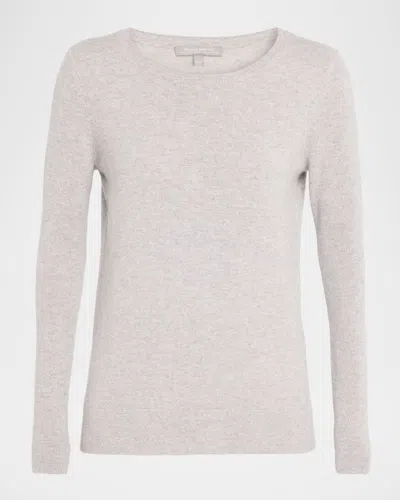 Neiman Marcus Cashmere Basic Crewneck Top In Gray