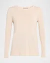 Neiman Marcus Cashmere Basic Crewneck Top In Multi