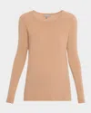 Neiman Marcus Cashmere Basic Crewneck Top In Multi