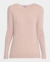 Neiman Marcus Cashmere Basic Crewneck Top In Pink