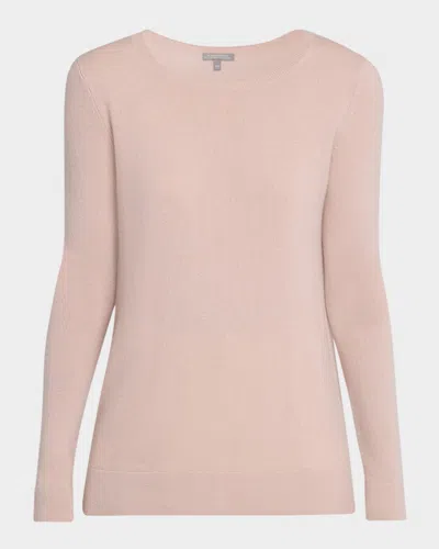 Neiman Marcus Cashmere Basic Crewneck Top In Pink