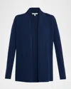 Neiman Marcus Cashmere Basic Open Cardigan In Blue