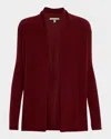 Neiman Marcus Cashmere Basic Open Cardigan In Burgundy