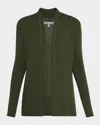 Neiman Marcus Cashmere Basic Open Cardigan In Green