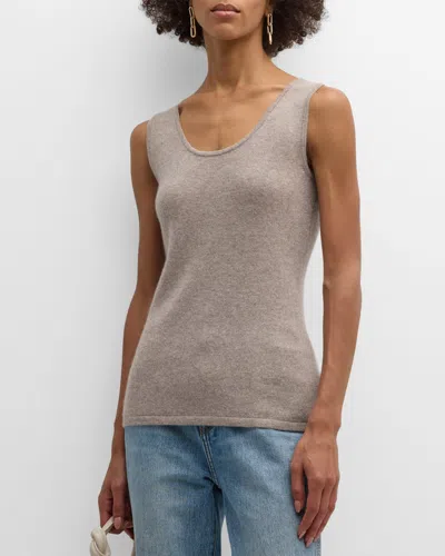 Neiman Marcus Cashmere Basic Tank Top In Cafe