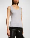 Neiman Marcus Cashmere Basic Tank Top In Animal Print