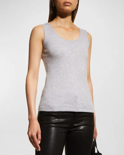 Neiman Marcus Cashmere Basic Tank Top In Animal Print