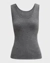 Neiman Marcus Cashmere Basic Tank Top In Gray