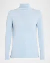 Neiman Marcus Cashmere Basic Turtleneck Top In Blue