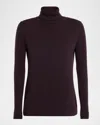 Neiman Marcus Cashmere Basic Turtleneck Top In Purple