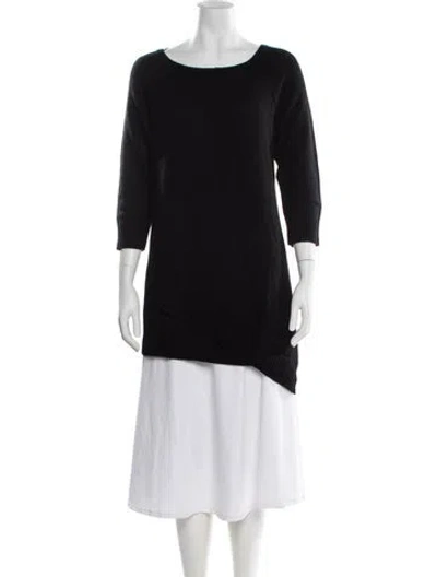 Pre-owned Neiman Marcus Cashmere Bateau Neckline Sweater In Black