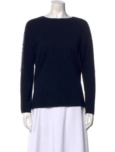 Pre-owned Neiman Marcus Cashmere Bateau Neckline Sweater In Black