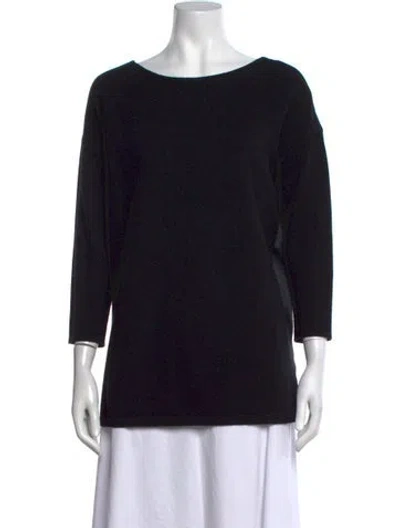 Pre-owned Neiman Marcus Cashmere Bateau Neckline Sweater In Black