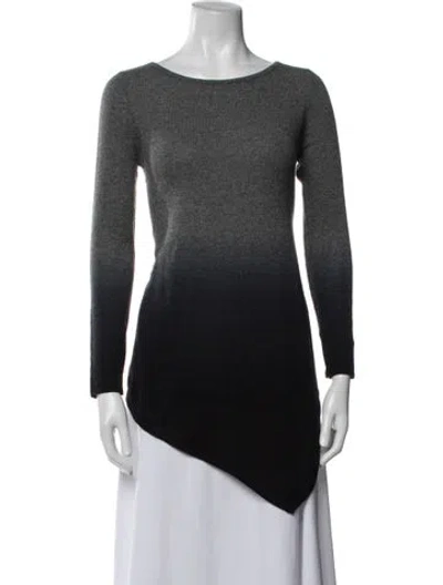 Pre-owned Neiman Marcus Cashmere Bateau Neckline Sweater In Black/blue/grey