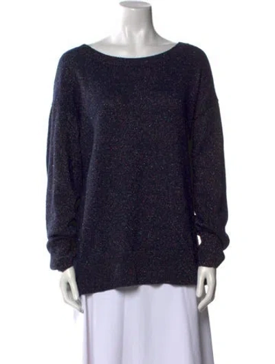 Pre-owned Neiman Marcus Cashmere Bateau Neckline Sweater In Blue