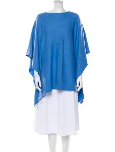 Pre-owned Neiman Marcus Cashmere Bateau Neckline Sweater In Blue