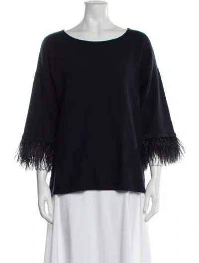 Pre-owned Neiman Marcus Cashmere Bateau Neckline Sweater In Blue