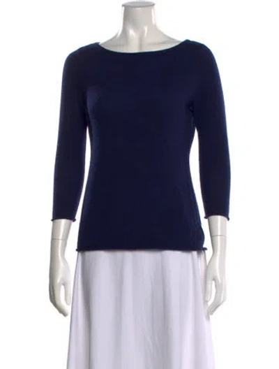 Pre-owned Neiman Marcus Cashmere Bateau Neckline Sweater In Blue