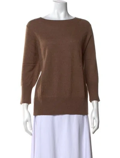 Pre-owned Neiman Marcus Cashmere Bateau Neckline Sweater In Brown