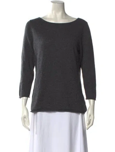 Pre-owned Neiman Marcus Cashmere Bateau Neckline Sweater In Gray
