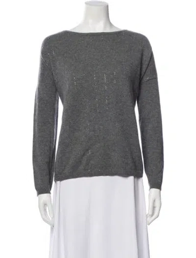 Pre-owned Neiman Marcus Cashmere Bateau Neckline Sweater In Gray