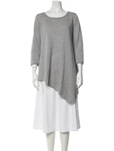 Pre-owned Neiman Marcus Cashmere Bateau Neckline Sweater In Gray