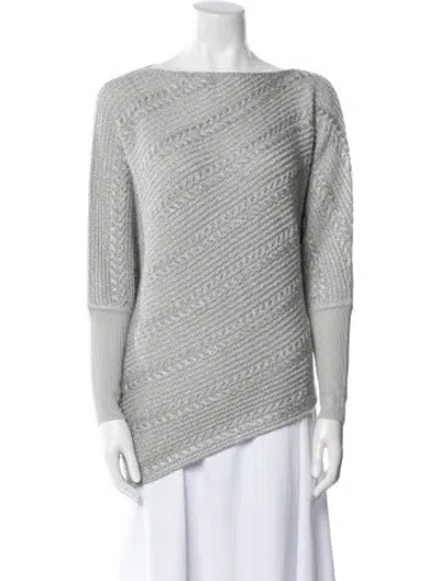 Pre-owned Neiman Marcus Cashmere Bateau Neckline Sweater In Gray