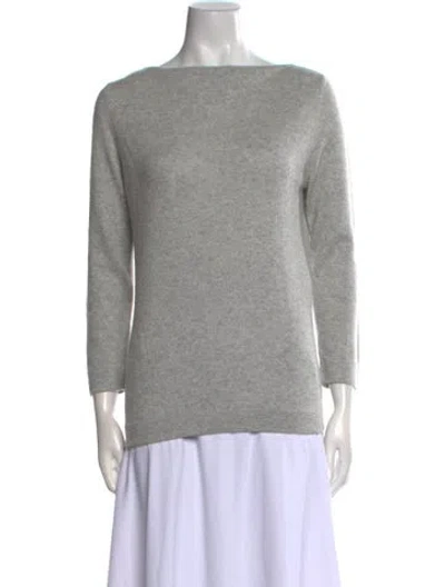Pre-owned Neiman Marcus Cashmere Bateau Neckline Sweater In Gray
