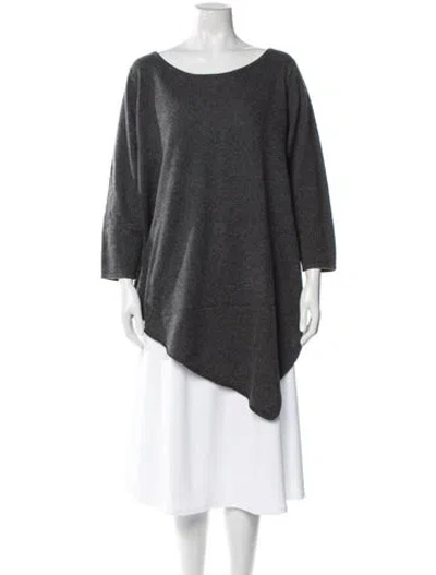 Pre-owned Neiman Marcus Cashmere Bateau Neckline Sweater In Gray