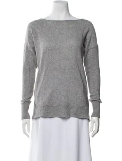 Pre-owned Neiman Marcus Cashmere Bateau Neckline Sweater In Gray