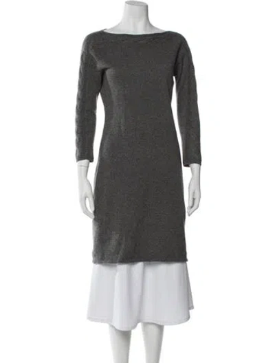 Pre-owned Neiman Marcus Cashmere Bateau Neckline Sweater In Gray