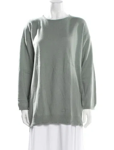 Pre-owned Neiman Marcus Cashmere Bateau Neckline Sweater In Green