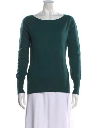 Pre-owned Neiman Marcus Cashmere Bateau Neckline Sweater In Green